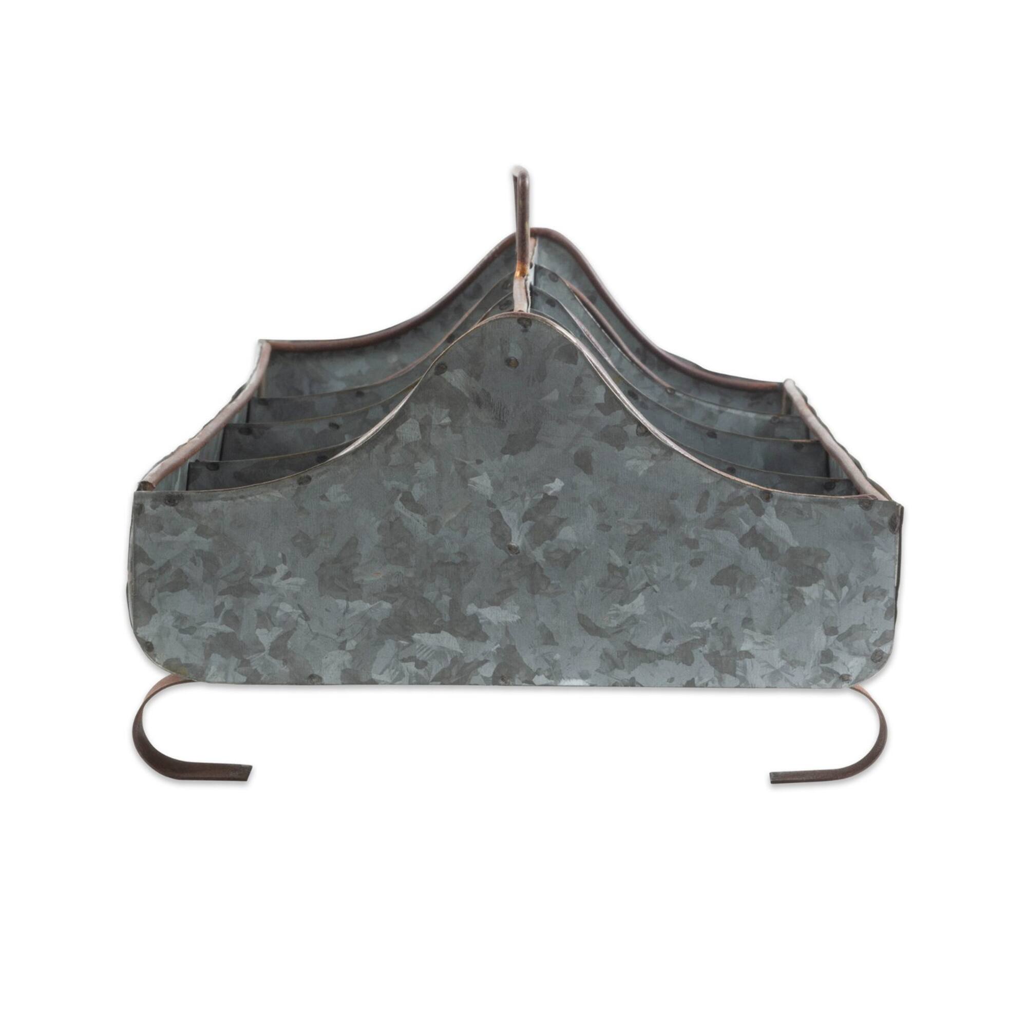 DII® 18" Galvanized Metal Farmhouse Caddy Tray